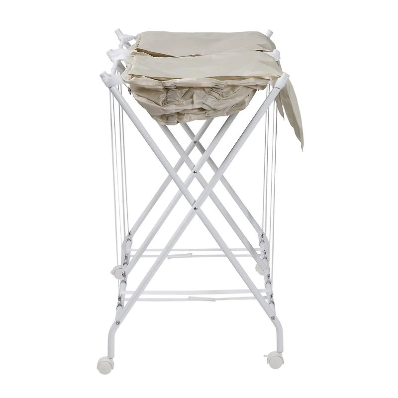 Honey Can Do White/Natural Double Bounce Back Hamper with Wheels and Lid