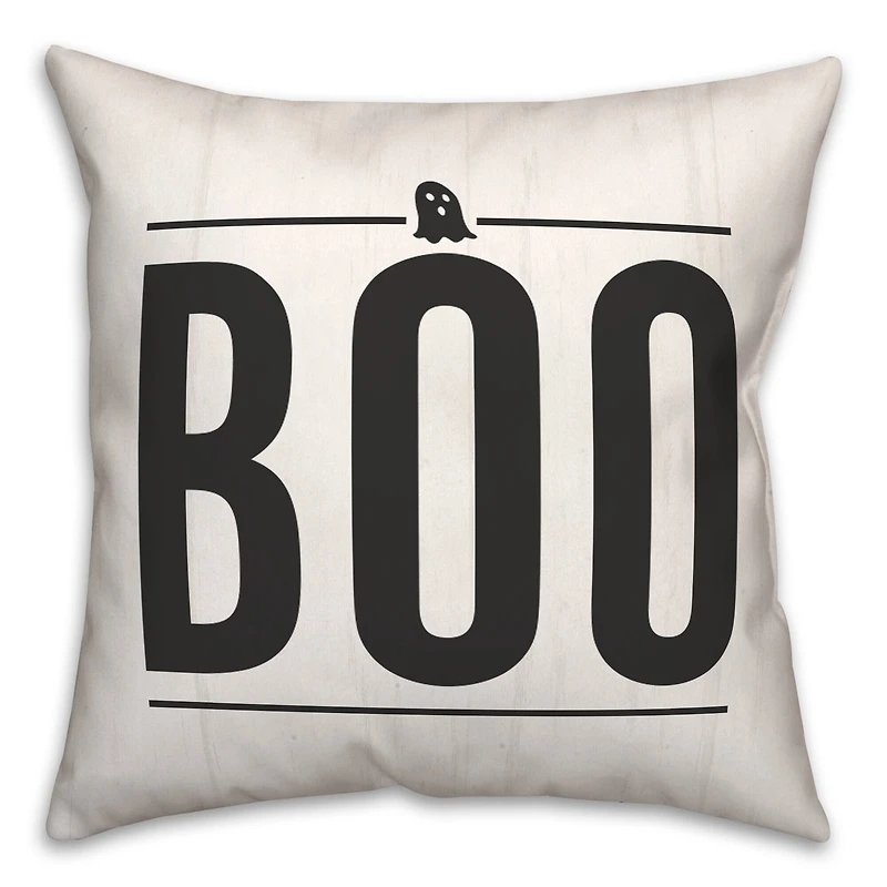 Boo Ghost On Wood Throw Pillow