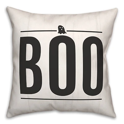 Boo Ghost On Wood Throw Pillow