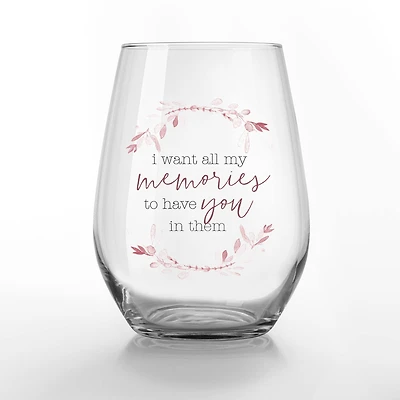 15oz. My Memories with You Printed Stemless Wine Glass