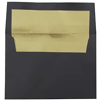 JAM Paper A6 Black Linen Gold Foil Lined Invitation Envelopes