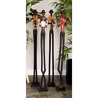 40" Brown Polystone Eclectic Musician Sculpture Set