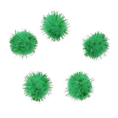 3/4" Green Sparkle Pom Poms, 15ct. by Creatology™