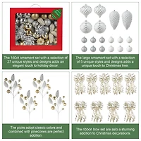 7.5ft. Pre-Lit Slim Fir Christmas Tree Kit with Ornaments, Tree Skirt & Santa Figurine