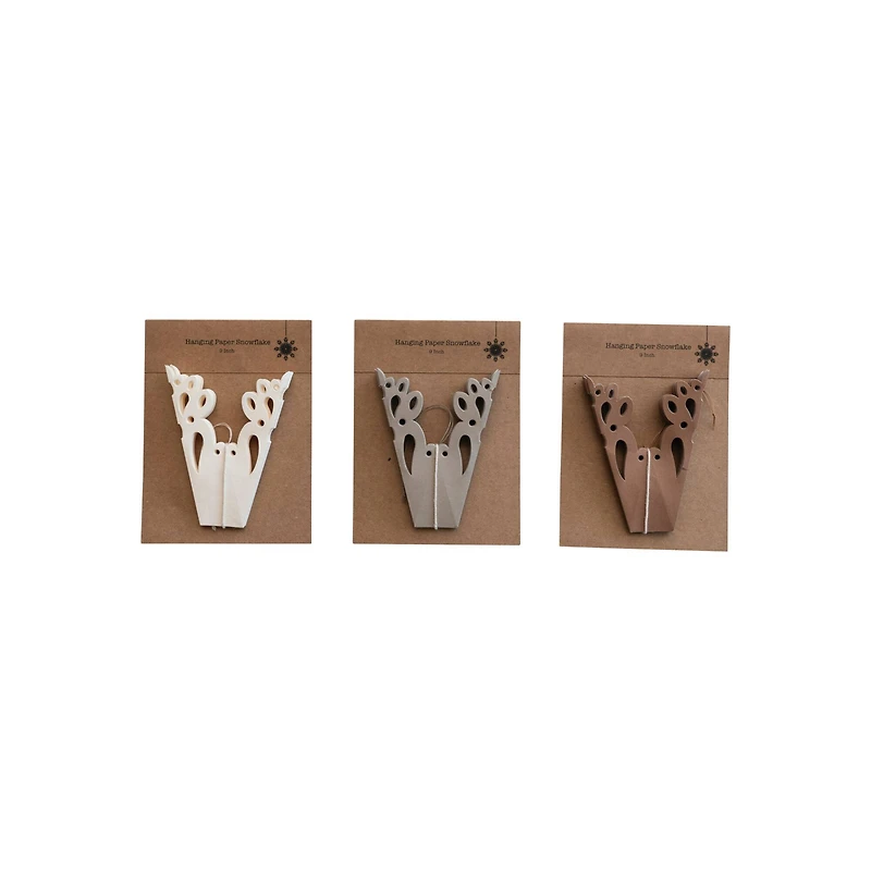Hello Honey® 3 Pack 9" Folded Snowflake Recycled Paper Ornaments