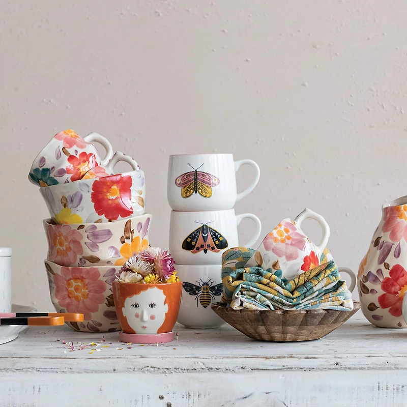 Hello Honey® 12oz. Stoneware Mugs with Painted Winged Insects Set