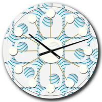 Designart '3D White And Blue Pattern Iii Mid-Century Modern Wall Clock
