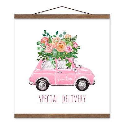 Special Delivery Love Bug Teak Hanging Canvas Wall Art