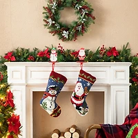 Glitzhome® 6.5" Christmas Santa & Snowman Stocking Holder Set