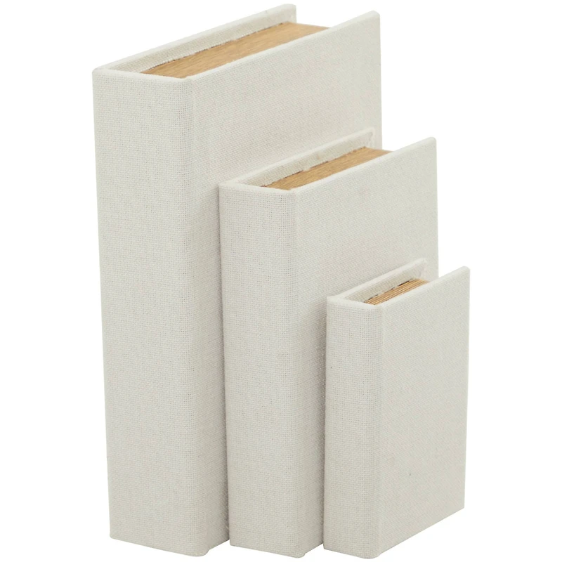 White Linen Faux Book Box Set
