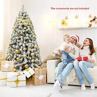 Costway 6ft. Unlit Snow Flocked Hinged Artificial Christmas Tree