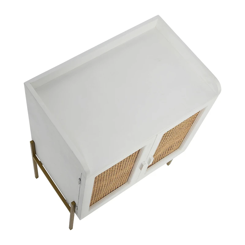 Hello Honey® 36" Boho Solid Wood Bar Cabinet with Metal Legs and Woven Cane Doors