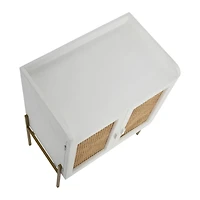 Hello Honey® 36" Boho Solid Wood Bar Cabinet with Metal Legs and Woven Cane Doors