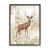 Stupell Industries Elk Snow Covered Forest Black Framed Giclee Art