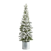 3ft. Unlit Flocked Pine Artificial Christmas Tree in Tin Planter
