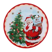 90th Anniversary Collection 8" Gold & Red Trimmed Ceramic Santa Plates, 4ct.
