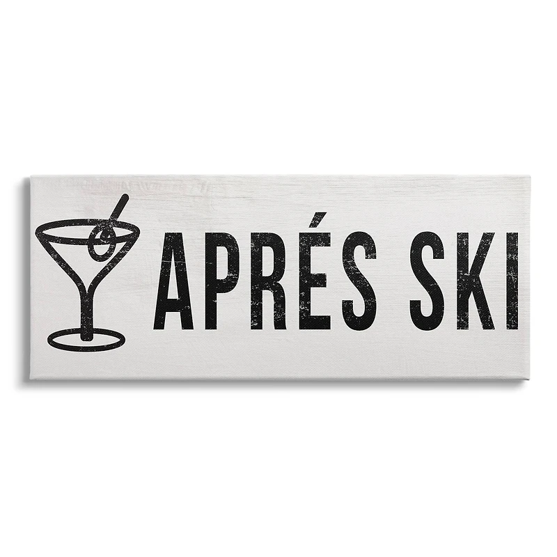Stupell Industries Après Ski Phrase Martini Glass with Olive Canvas Wall Art