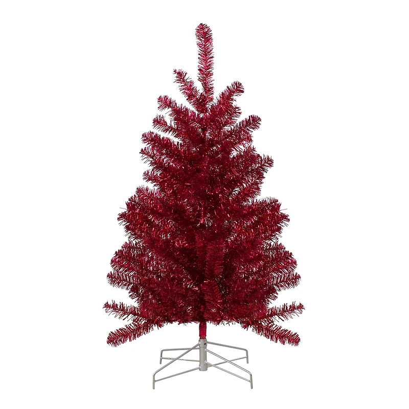 3ft. Unlit Metallic Crimson Tinsel Artificial Christmas Tree