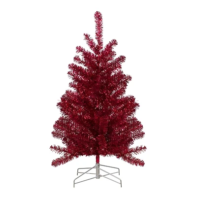 3ft. Unlit Metallic Crimson Tinsel Artificial Christmas Tree