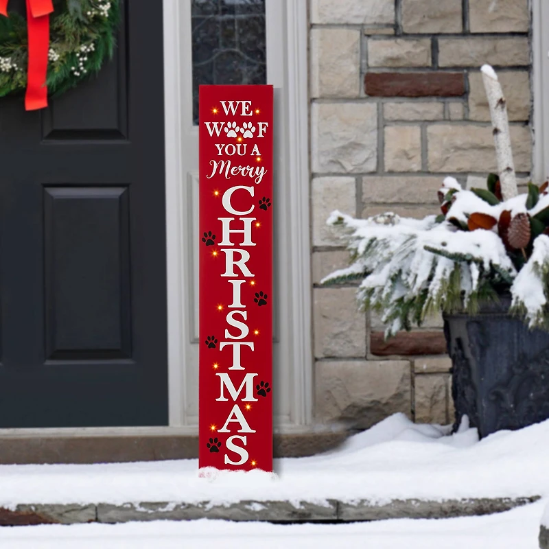 Glitzhome® 3.5ft. Lighted Dog Christmas Porch Sign with Timer