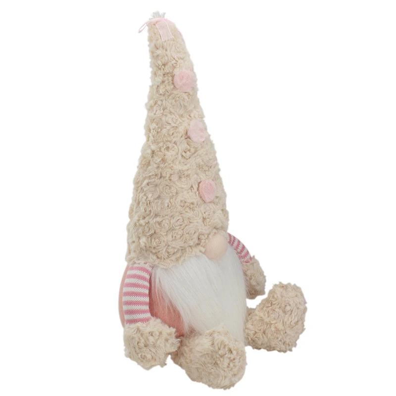18" Pink Striped Sitting Spring Plush Gnome Figure
