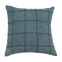 Hello Honey® Blue Grid Embroidered Throw Pillow