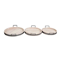 Round Wood Decorative Nesting Tray Set