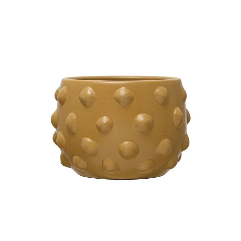 Hello Honey® 6.5" Matte Dijon Terra Cotta Planter with Raised Dots