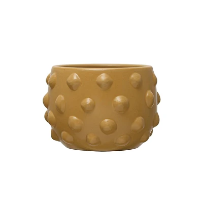 Hello Honey® 6.5" Matte Dijon Terra Cotta Planter with Raised Dots