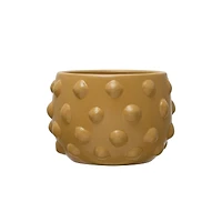 Hello Honey® 6.5" Matte Dijon Terra Cotta Planter with Raised Dots