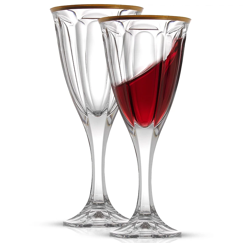 JoyJolt® 8oz. Gold Rimmed Windsor Crystal Red Wine Glasses, 2ct.