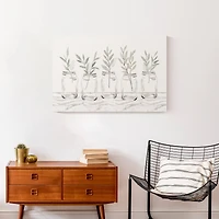 Greenery In Mason Jars 30" x 20" Canvas Wall Art