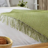 DII® Antique Green & White Waffle Knit Throw
