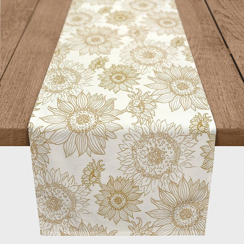 Large Sunflower Head Cotton Twill Runner