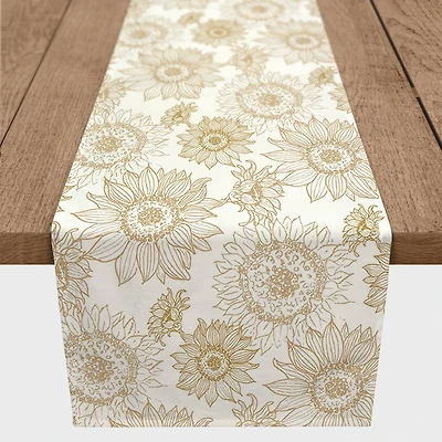Large Sunflower Head Cotton Twill Runner