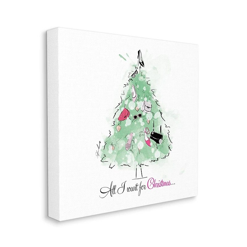 Stupell Industries All I want For Christmas Fashion Canvas Wall Art