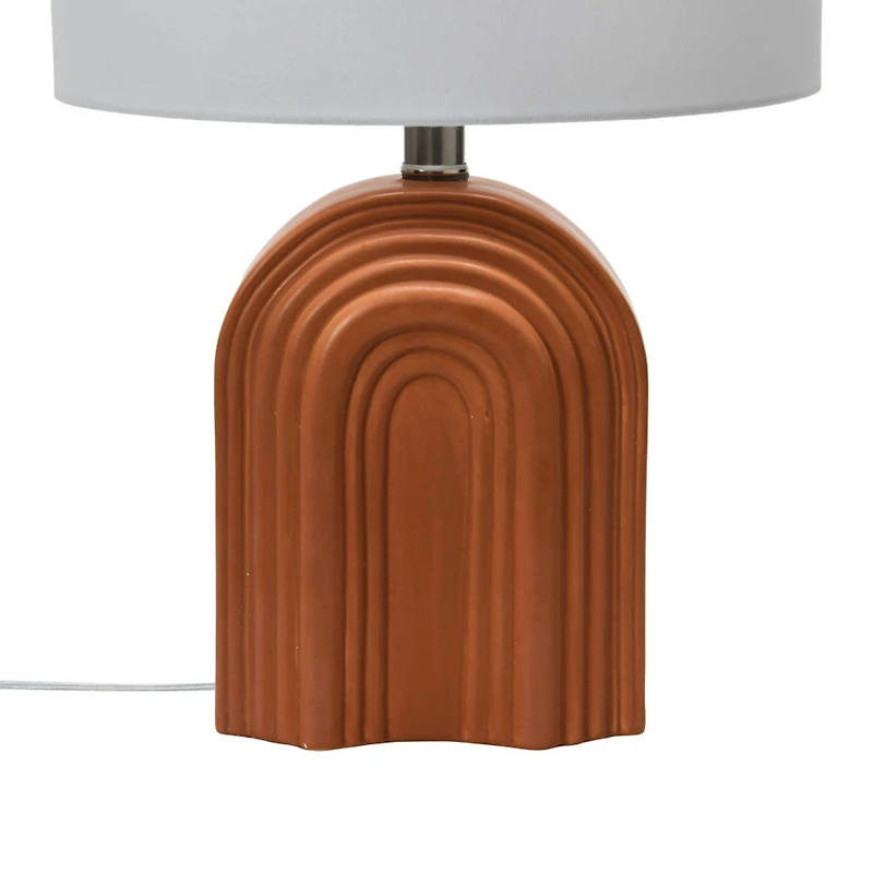 Hello Honey® 19" Carved Arch Stoneware Table Lamp with Linen Drum Shade