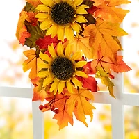 Glitzhome® 22.5" Fall Metal Pumpkin & Sunflower Wall Décor
