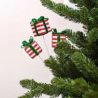 11.75" Red & White Glitter Gift Box Pick by Ashland®