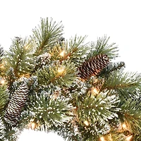 24" Pre-Lit Snowy Wreath