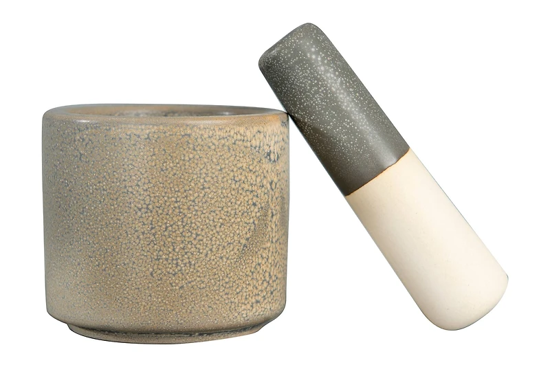 Hello Honey® 5" Matte Gray Stoneware Mortar & Pestle Set