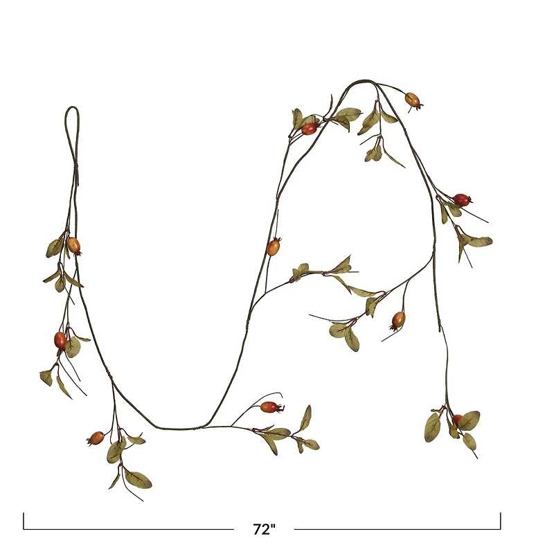Hello Honey® 6ft. Green & Orange Faux Rose Hip Garland