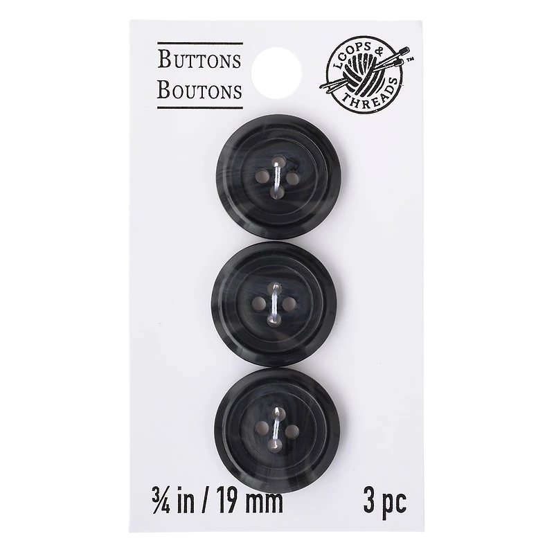 3/4" Black Buttons