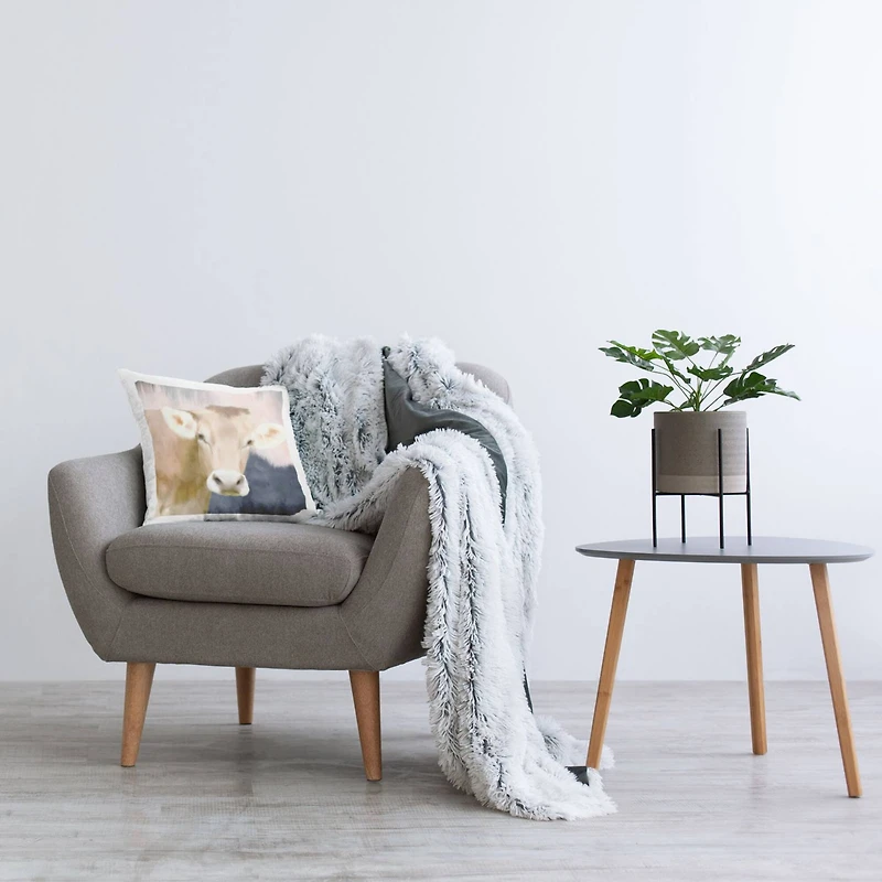 Stupell Industries Country Cattle Cow Farm Animal Portrait Throw Pillow, 18" x 18"