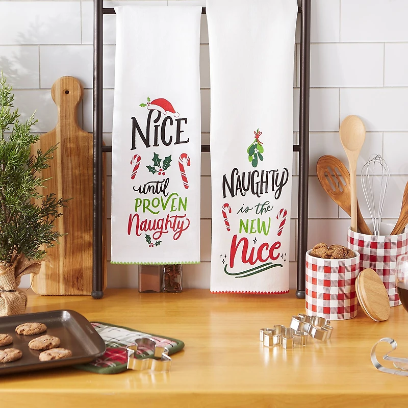 DII® Naughty Nice Printed Dishtowel Set