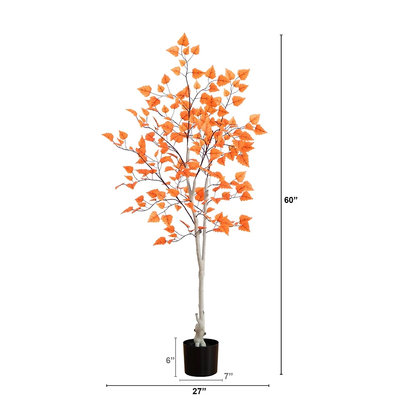5ft. Autumn Paper Birch Artificial Fall Tree