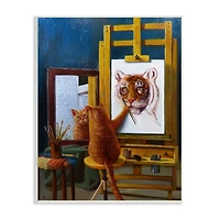 Stupell Industries Cat Confidence Self Portrait as a Tiger Funny Painting Wood Wall Plaque
