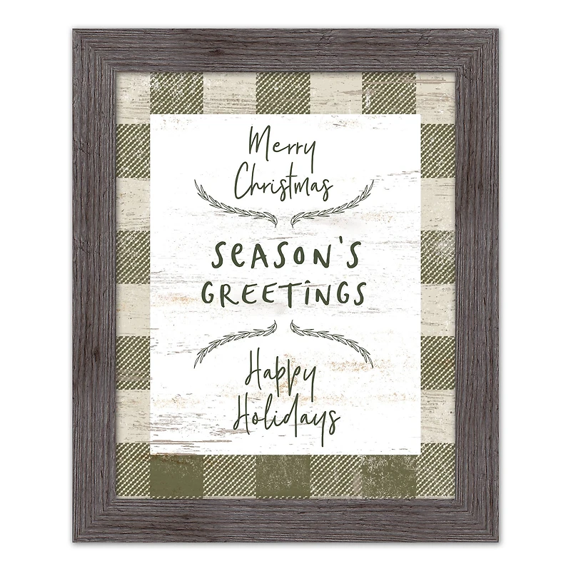 Buffalo Check Holiday Phrases Print in Western Gray Frame