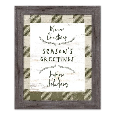 Buffalo Check Holiday Phrases Print in Western Gray Frame