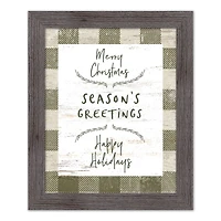 Buffalo Check Holiday Phrases Print in Western Gray Frame